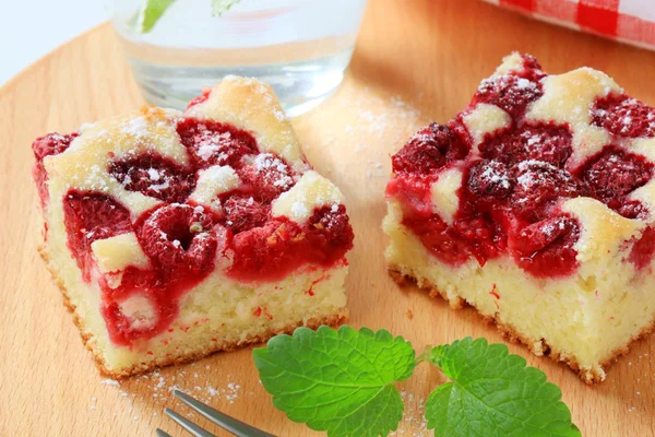 Fatias de bolo de esponja de framboesa — Fotografia de Stock