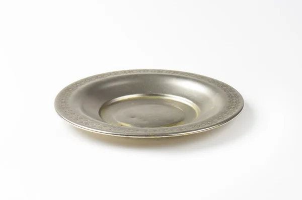 Vintage metal saucer plate — Stock Photo, Image