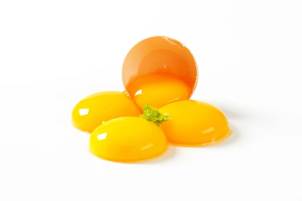 Raw egg yolks — Stock Photo, Image