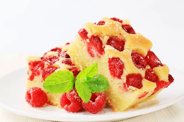 Raspberry cake segmenten — Stockfoto