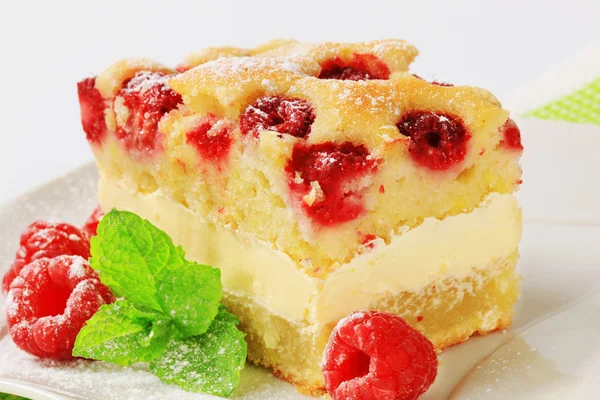 Piece of homemade raspberry cake — Stock Photo, Image