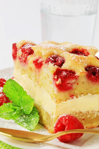 Piece of homemade raspberry cake — Stock Photo, Image