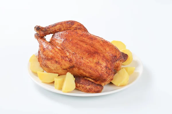 Marinované pečené kuře s bramborami — Stock fotografie