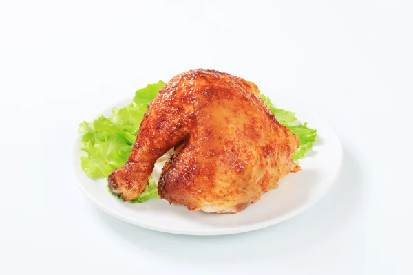Česnek, pečené kuřecí stehno — Stock fotografie