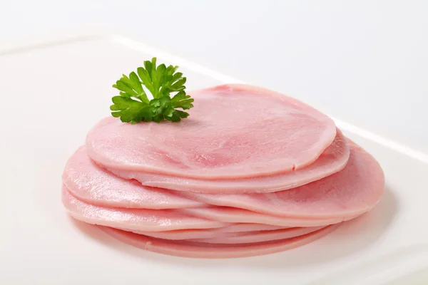 Dunne plakjes ham — Stockfoto