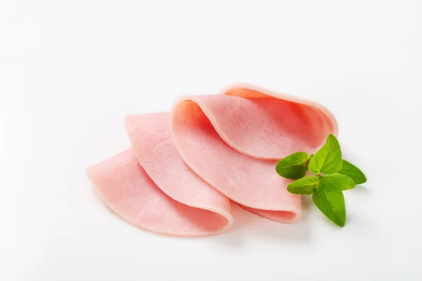 Dunne plakjes ham — Stockfoto