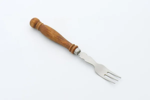 Wooden-handled dessert fork — Stock Photo, Image