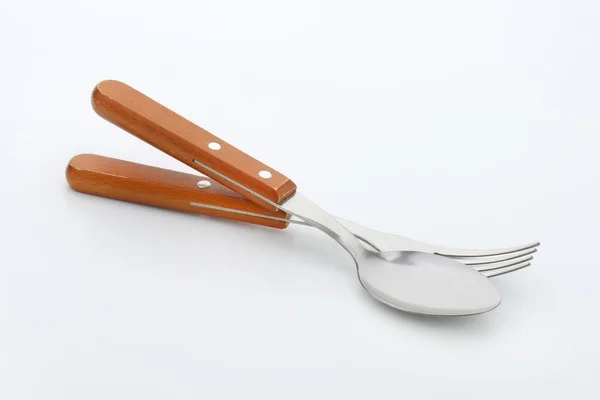 Forchetta e cucchiaio in legno — Foto Stock