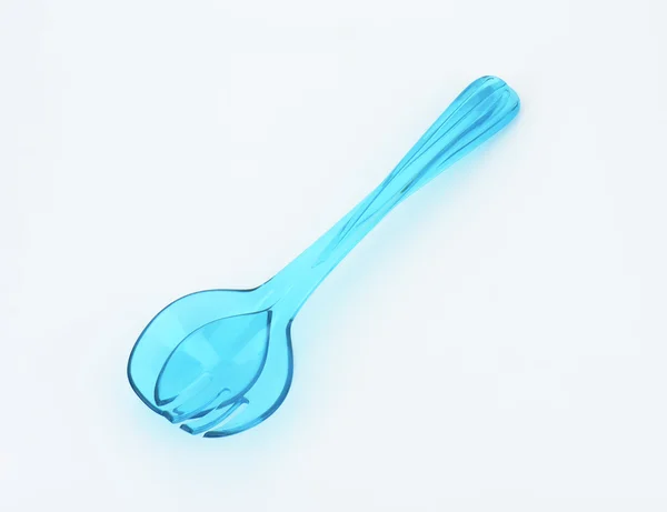 Plastic salad spoon and fork — Stock Photo, Image