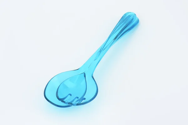 Plastic salad spoon and fork — Stock Photo, Image