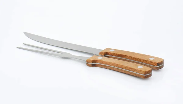 Nóż do porcjowania i widelec — Zdjęcie stockowe