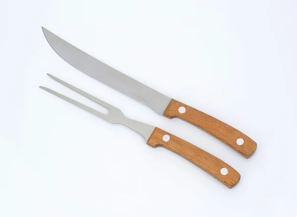 Nóż do porcjowania i widelec — Zdjęcie stockowe