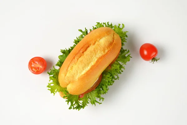 Bun sandwich with cheese and vegetables — Stock Photo, Image