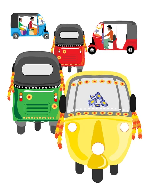 Tuk tuks colorés — Image vectorielle