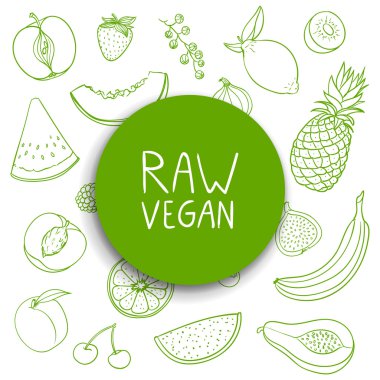 Meyve vektör el çekilmiş