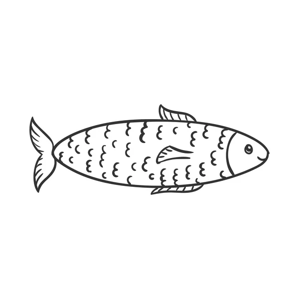 Vector lindo pescado dibujado a mano — Vector de stock