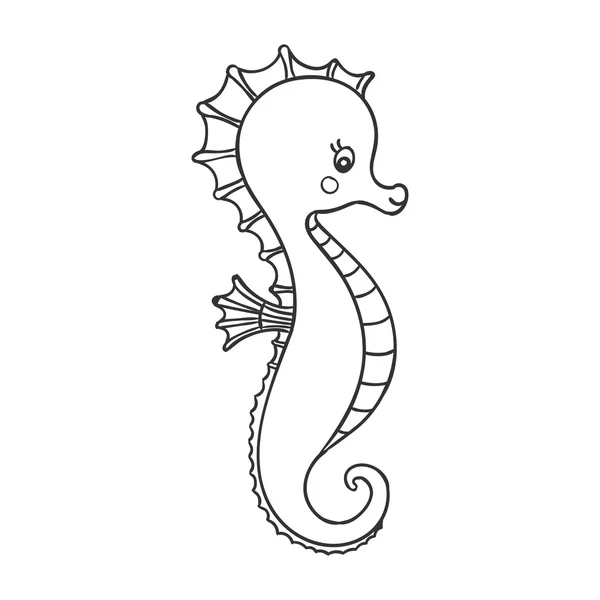 Vector Cute Hand Drawn Sea Horse — Stock Vector