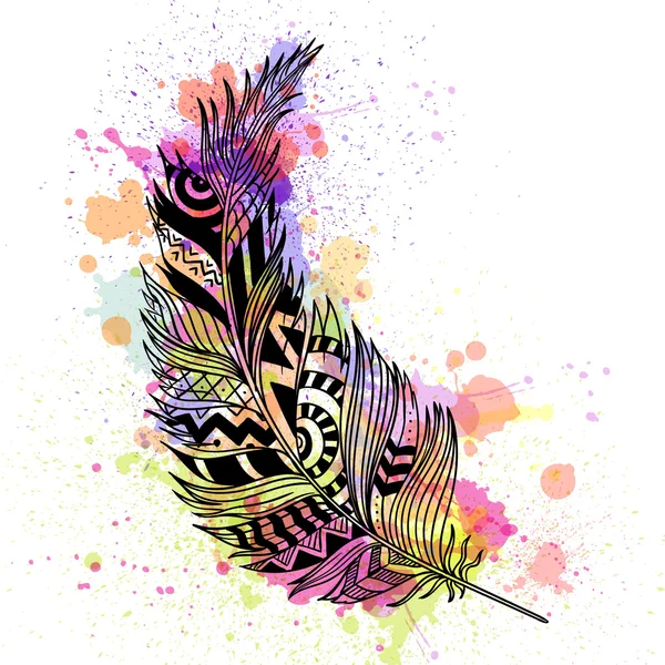 Vector Abstract Ornamental Feather — Stock Vector