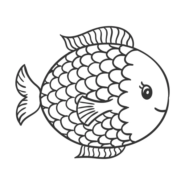 ベクトルかわいい手描きの魚 — ストックベクタ