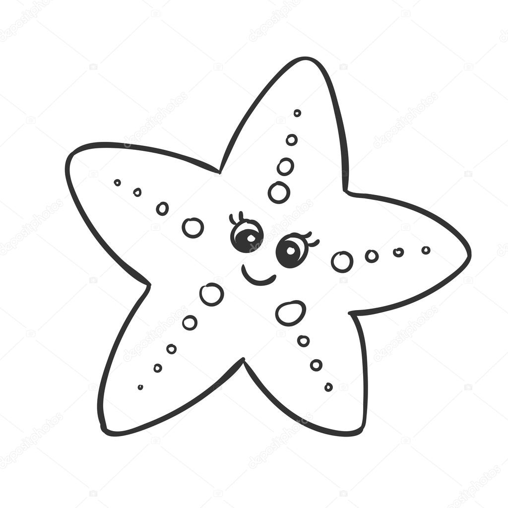 Vector Cute Hand Drawn Star Fish