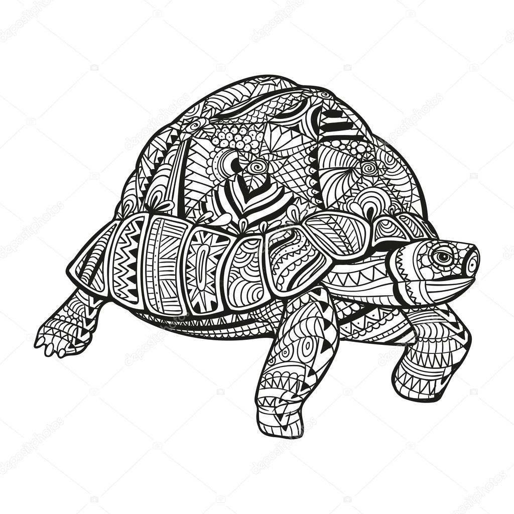Vector Illustration of an Abstract Ornamental Turtle