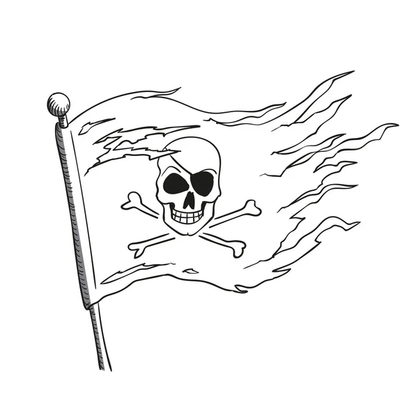 Bandeira de pirata desenhada à mão vetorial — Vetor de Stock