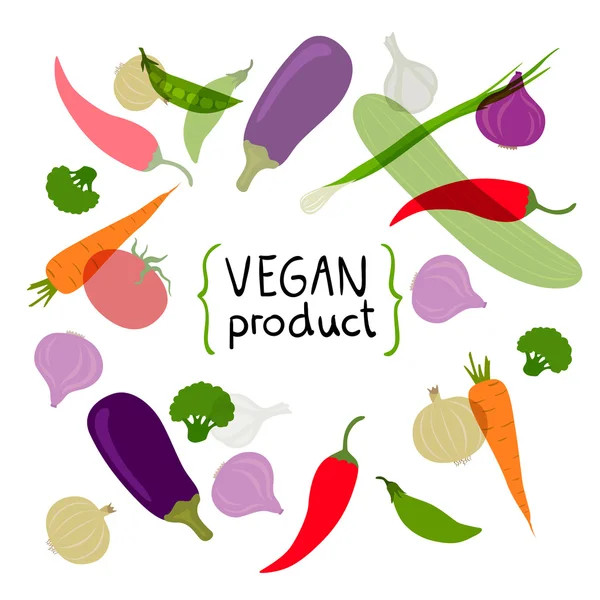Vektor bakgrund med grönsaker — Stock vektor