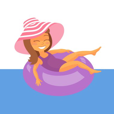 Vektör kız suda rahatlatıcı