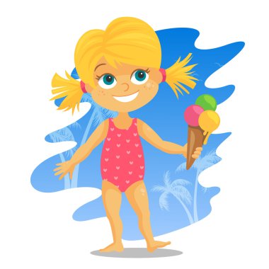 Vektör kız mayo dondurma ile