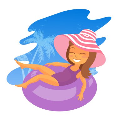 Vektör kız suda rahatlatıcı