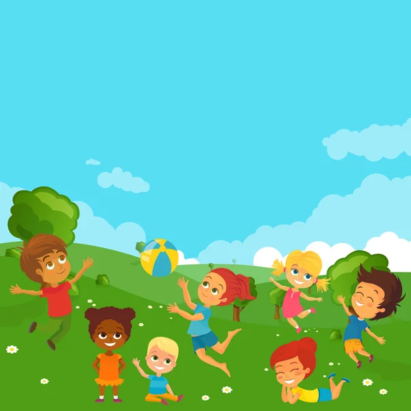 Vector Kids Having Fun — Stock Vector