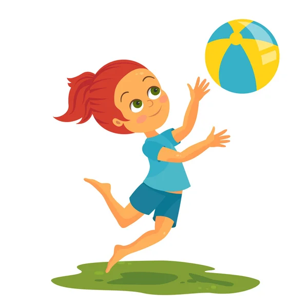 Vector Girl Playing with a Ball — Stock Vector