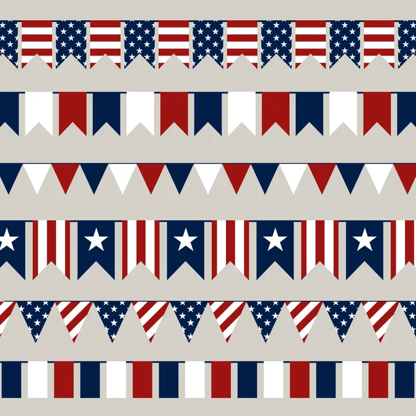 Vector 4th of July Independence Day Buntings — Stock Vector