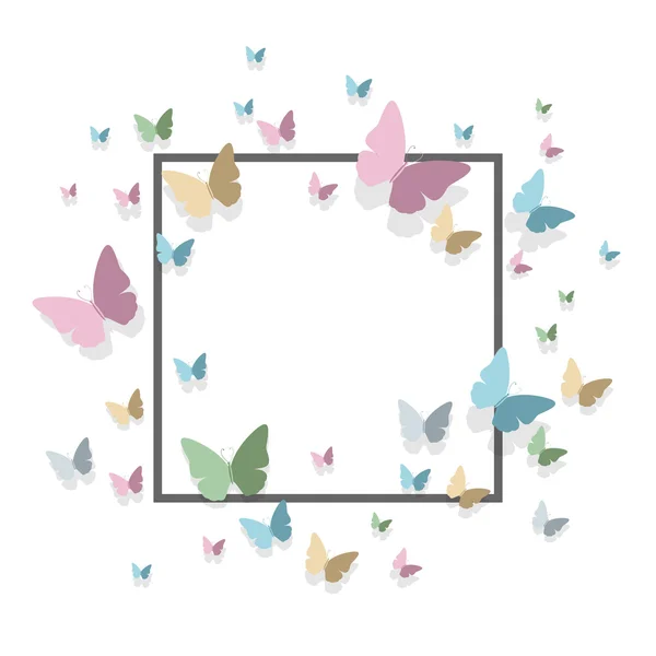 Diseño de tarjetas de felicitación vectorial con mariposas de papel coloridas — Vector de stock