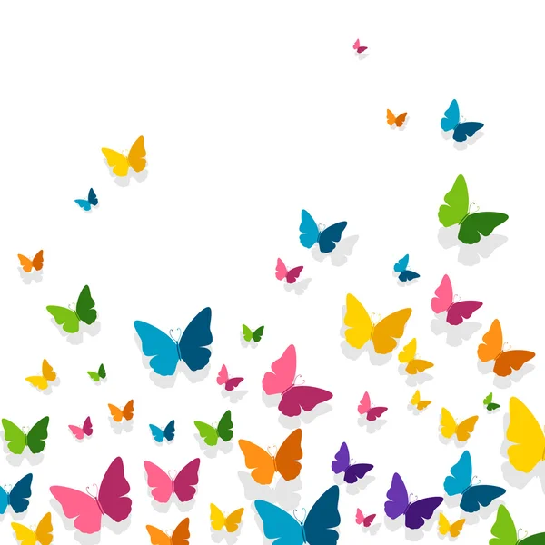 Διάνυσμα σχεδιασμού ευχετήρια κάρτα με πολύχρωμα χαρτί πεταλούδες — Διανυσματικό Αρχείο