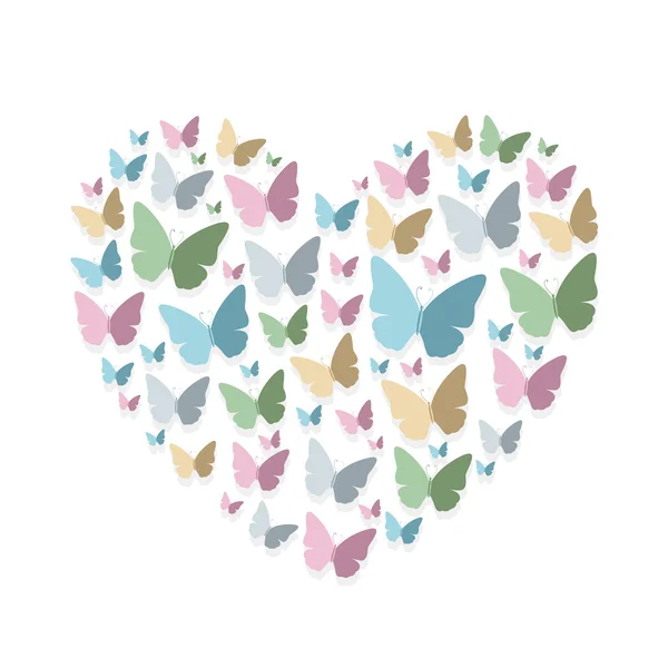Design de cartão vetorial com borboletas de papel coloridas — Vetor de Stock