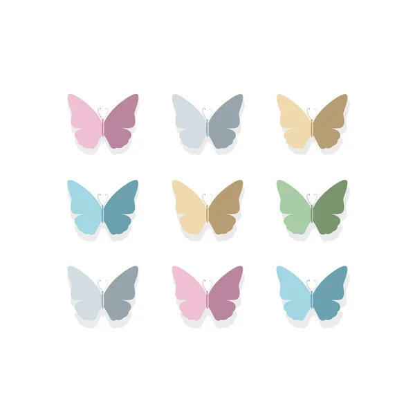 Diseño de tarjetas de felicitación vectorial con mariposas de papel coloridas — Vector de stock