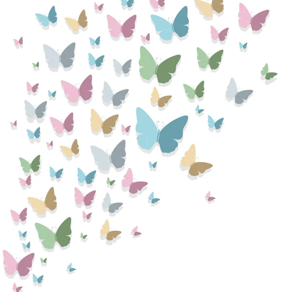 Vector Greeting Card Design with Colorful Paper Butterflies — Stock Vector