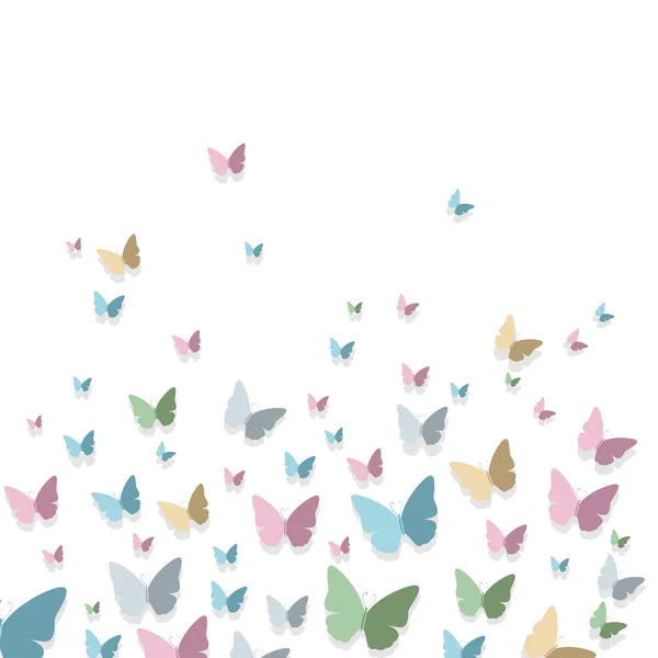 Vector Greeting Card Design with Colorful Paper Butterflies — Stock Vector