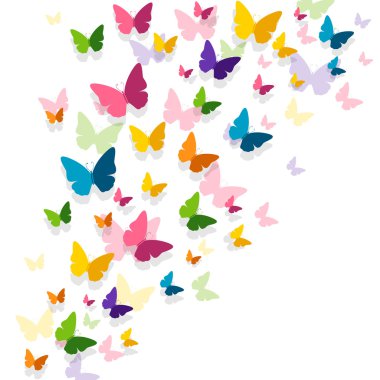 Vektör tebrik kartı tasarımı renkli kağıt kelebekler ile