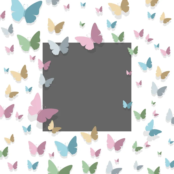 Diseño de tarjetas de felicitación vectorial con mariposas de papel coloridas — Vector de stock