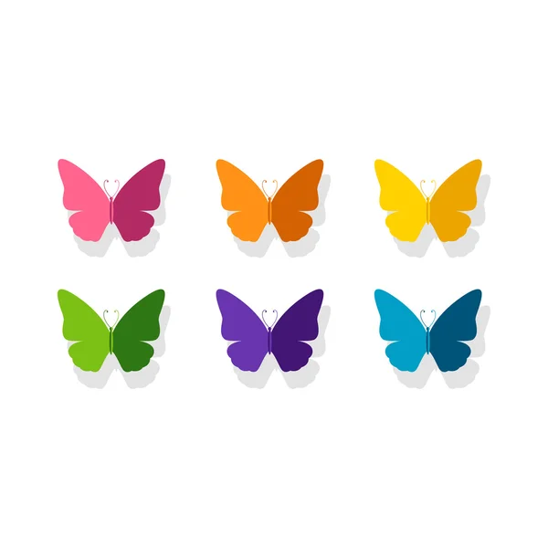 Diseño de tarjetas de felicitación vectorial con mariposas de papel coloridas — Archivo Imágenes Vectoriales