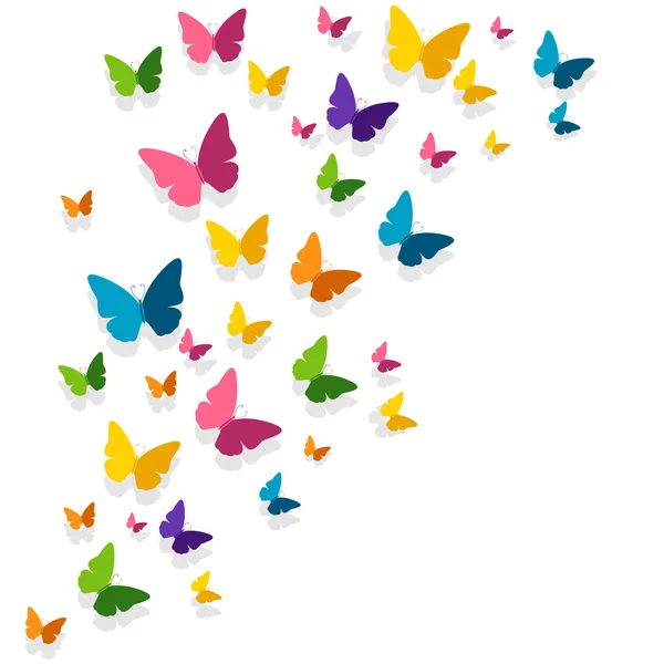 Vector Greeting Card Design with Colorful Paper Butterflies — Stock Vector