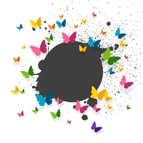 Векторный дизайн поздравительной открытки с цветными бумажными бабочками — стоковый вектор