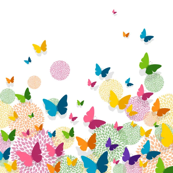 Vector Greeting Card Design with Colorful Paper Butterflies — Stock Vector