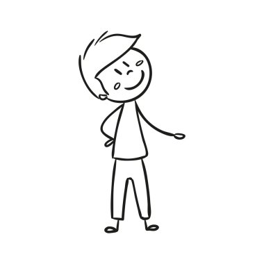 Mutlu küçük çocuk vektör el çekilmiş