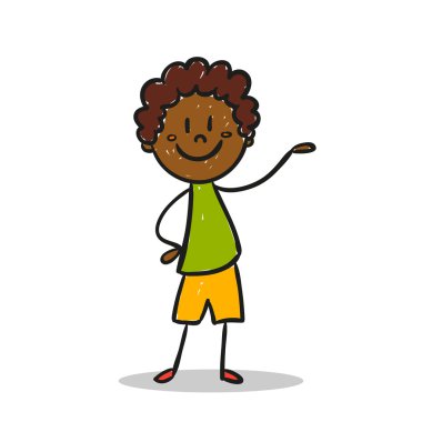 Mutlu küçük çocuk vektör el çekilmiş