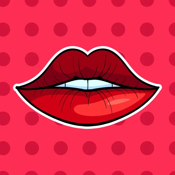 Vector Rojo Pop Art Lips — Vector de stock