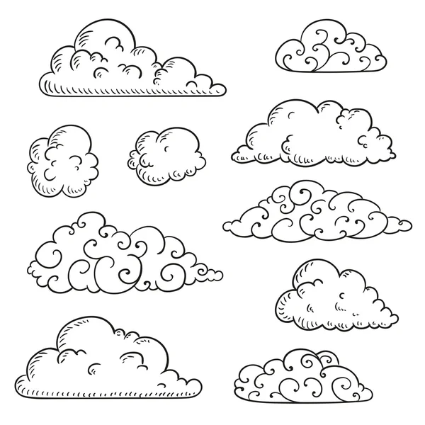 Vector Hand Drawn Clouds — Stock Vector