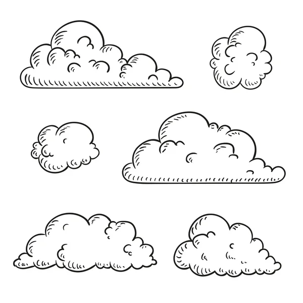 Nubes dibujadas a mano vectoriales — Vector de stock